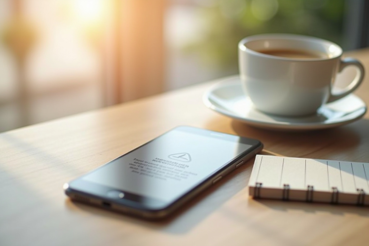 Ecran de smartphone avec message d