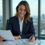 Femme d'affaires confiante dans un bureau luxembourgeois
