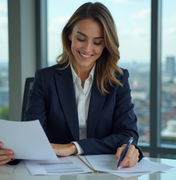 Femme d'affaires confiante dans un bureau luxembourgeois
