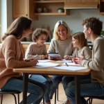 Impact du nombre d’enfants sur la retraite : ce qu’il faut savoir Femme française et ses enfants discutant chaleureusement