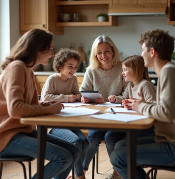 Impact du nombre d’enfants sur la retraite : ce qu’il faut savoir Femme française et ses enfants discutant chaleureusement