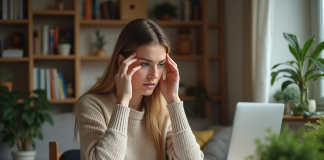 Auto-entrepreneur : arrêt maladie, quelles sont les possibilités ? Femme pensant au travail à domicile dans un salon cosy