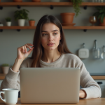 Finance : comment enrichir sa culture financière en ligne ? Jeune femme travaillant sur son ordinateur à la maison