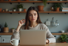Finance : comment enrichir sa culture financière en ligne ? Jeune femme travaillant sur son ordinateur à la maison