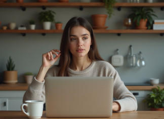 Finance : comment enrichir sa culture financière en ligne ? Jeune femme travaillant sur son ordinateur à la maison