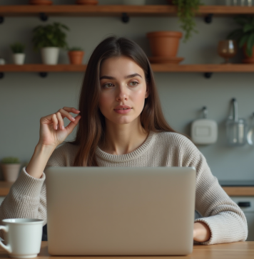Finance : comment enrichir sa culture financière en ligne ? Jeune femme travaillant sur son ordinateur à la maison