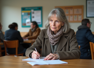 Meilleure mutuelle pas chère pour les personnes défavorisées : quel choix faire ? Femme remplissant des papiers dans un bureau social