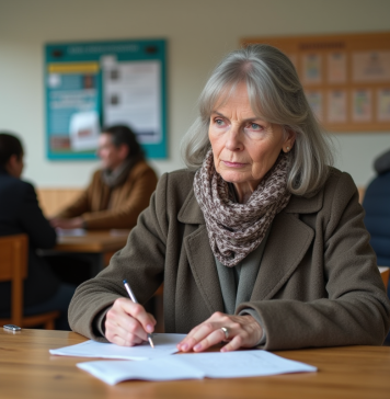 Meilleure mutuelle pas chère pour les personnes défavorisées : quel choix faire ? Femme remplissant des papiers dans un bureau social