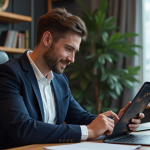 Crypto : quel actif offrirait un potentiel de croissance x1000 ? Homme d'affaires regardant des graphiques crypto sur tablette dans un bureau moderne