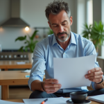 Allocations de chômage en Belgique : montant et conditions Homme d'âge moyen lisant des documents dans un appartement belge