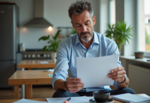 Allocations de chômage en Belgique : montant et conditions Homme d'âge moyen lisant des documents dans un appartement belge