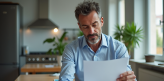 Allocations de chômage en Belgique : montant et conditions Homme d'âge moyen lisant des documents dans un appartement belge