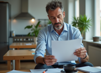 Allocations de chômage en Belgique : montant et conditions Homme d'âge moyen lisant des documents dans un appartement belge