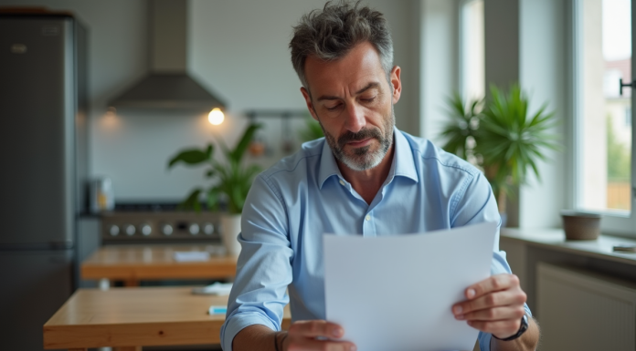 Allocations de chômage en Belgique : montant et conditions Homme d'âge moyen lisant des documents dans un appartement belge