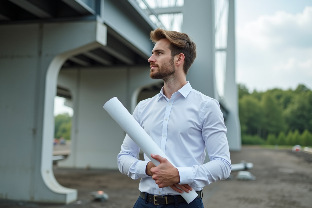 Jeune ingénieur sur un chantier au Luxembourg