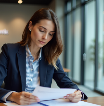 Création d’entreprise : quelles banques vous aident ? Jeune femme en banque professionnelle et concentrée