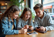 Meilleure carte bancaire pour jeunes : comparatif et conseils à connaître Trois adolescents au café comparant leurs cartes bancaires