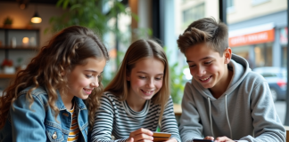 Meilleure carte bancaire pour jeunes : comparatif et conseils à connaître Trois adolescents au café comparant leurs cartes bancaires